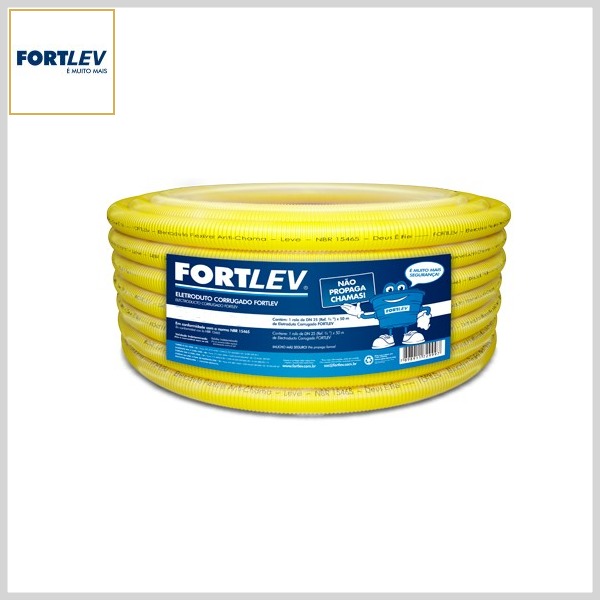Eletroduto Flexível Corrugado PVC Antichama Amarelo