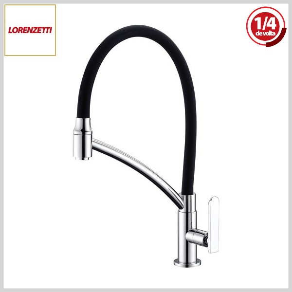 Torneira de Cozinha 1167 C81 LorenChef Mesa Bica Móvel Preto c/Cromado