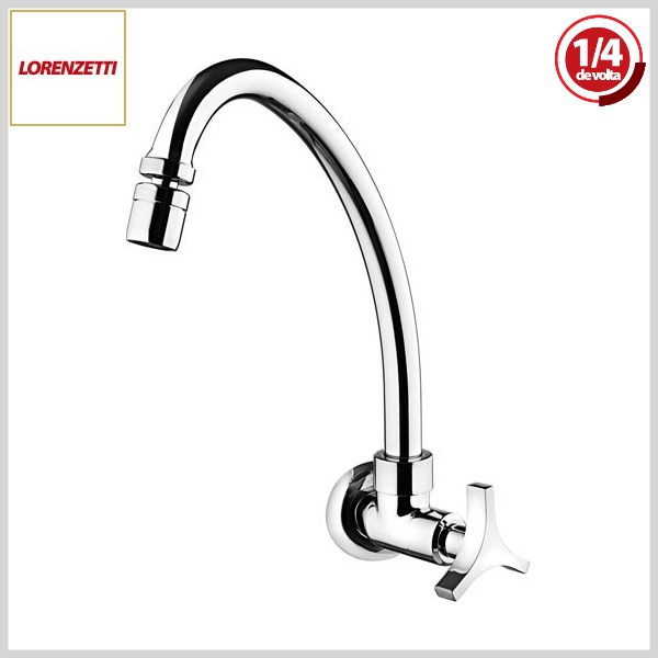 Torneira de Cozinha 1168 C33 LorenTrio Parede Bica Móvel Cromado